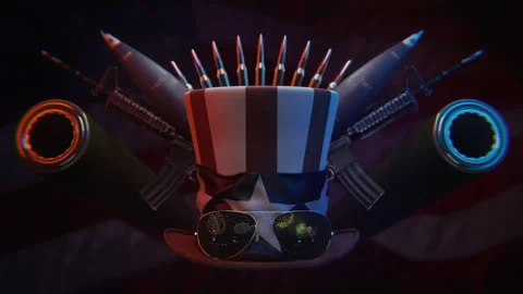 Uncle Sam Hat With Ammunitions Around Stock Footage 244112997