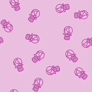Uncle sam hat globe line seamless pattern Stock Illustration