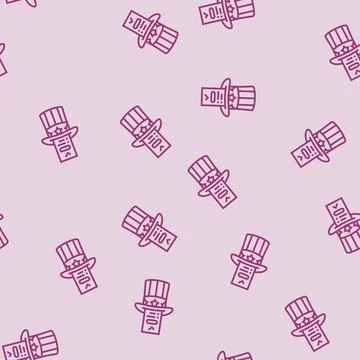 Uncle sam hat voting ballot line seamless pattern Stock Illustration