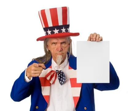 Uncle sam holding a message 写真素材
