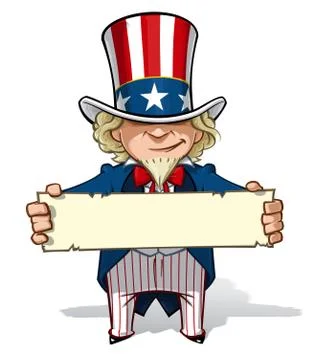 Uncle Sam Holding a Sign Stock Illustration