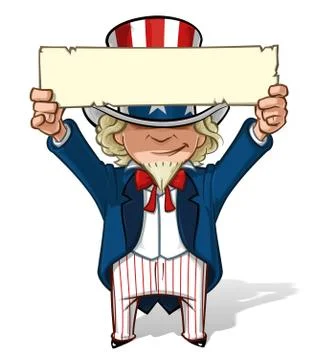 Uncle Sam Holding Up a Sign Stock Illustration