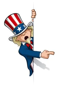 Uncle Sam Pointing at a Banner Stock Illustration