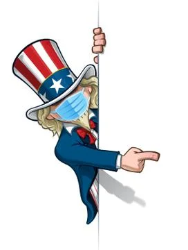 Uncle Sam Pointing at a Banner - Surgical Mask Stock Illustration