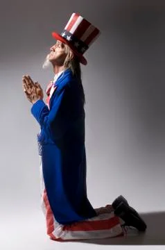 Uncle sam in prayer Foto stock