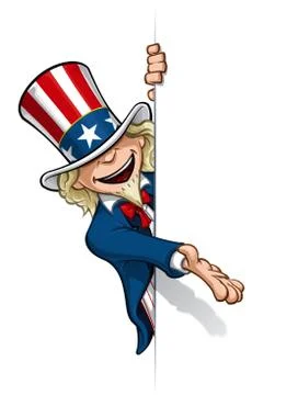 Uncle Sam Presenting a Banner Stock Illustration