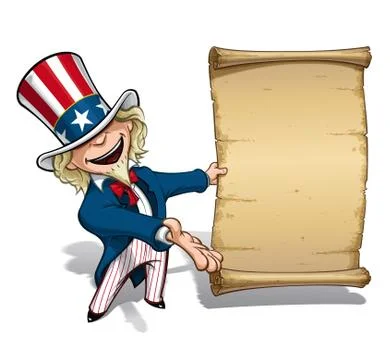 Uncle sam presenting declaration Stock Illustration