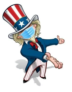 Uncle Sam Presenting - Surgical Mask Stock Illustration