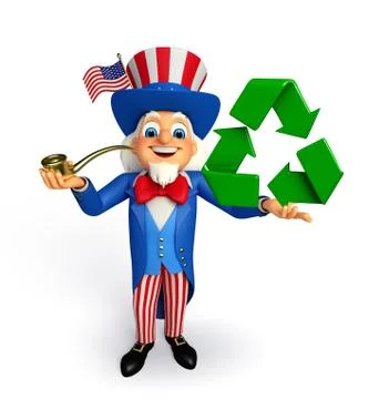 Uncle sam with recycle icon Stock Illustration