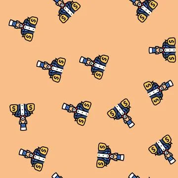 Uncle sam sack of money vector seamless pattern Stock Illustration