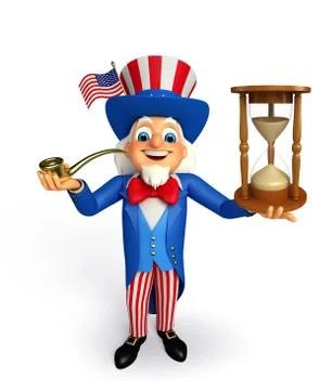 Uncle sam with sand clock Stock Illustration
