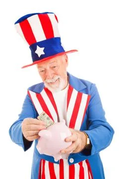 Uncle Sam Saving Money Stock Photos
