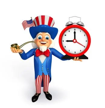 Uncle sam with table clock Stock Illustration