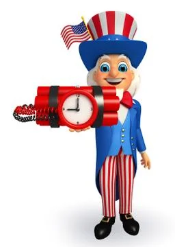 Uncle sam with time bomb Stock Illustration
