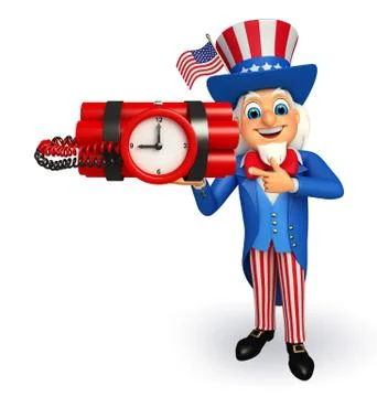 Uncle sam with time bomb Stock Illustration