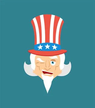 Uncle Sam winks. Man happy emoji. Uncle Sam Vector illustration Ilustración de archivo