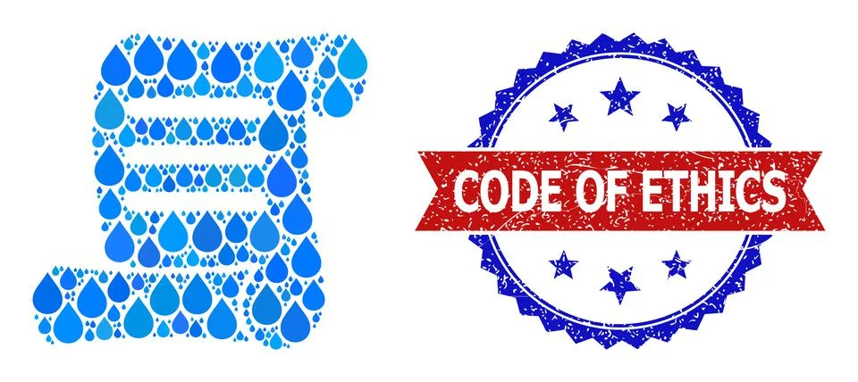 Unclean Bicolor Code of Ethics Seal and Mosaic Document Roll of Blue Rain Dews Stock Illustration