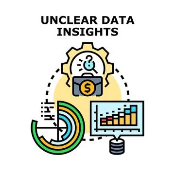 Unclear data insights causing business financial analysis problems Stock Illustration
