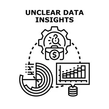 Unclear data insights causing business financial analysis problems Stock Illustration