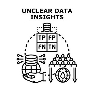 Unclear data insights concept with analytics matrix 스톡 일러스트