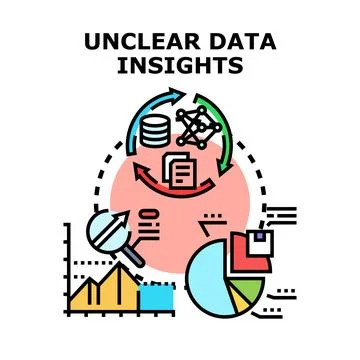 Unclear data insights concept visualizing analytical process Stock Illustration