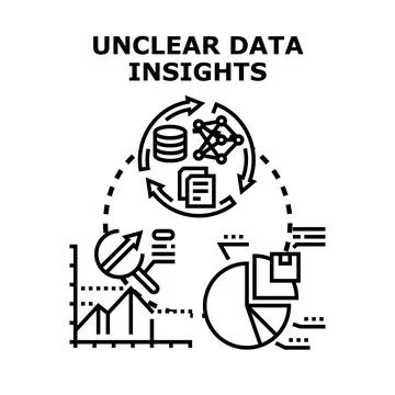 Unclear data insights concept visualizing analytical process Stock Illustration