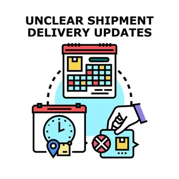 Unclear delivery update status message concept Stock Illustration