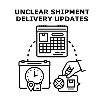 Unclear delivery update status message concept Stock Illustration