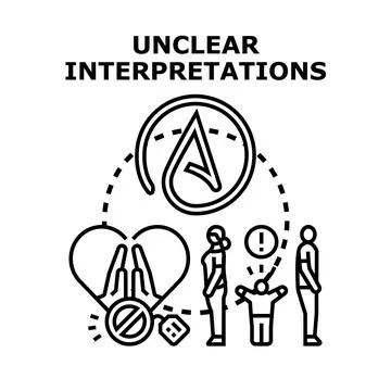 Unclear interpretations creating conflict and misunderstanding Stock Illustration