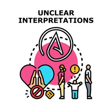 Unclear interpretations creating conflict and misunderstanding Stock Illustration