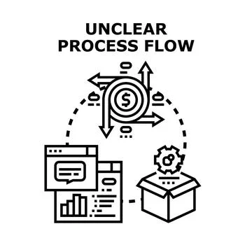Unclear process flow business system problem concept Stock Illustration