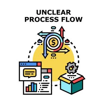 Unclear process flow business system problem concept Stock Illustration