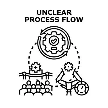 Unclear process flow concept illustrating business problems Stock Illustration