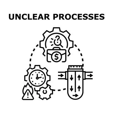 Unclear processes concept with business analysis problem Stock Illustration