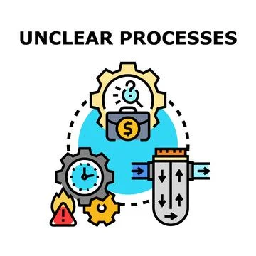 Unclear processes concept with business analysis problem Stock Illustration