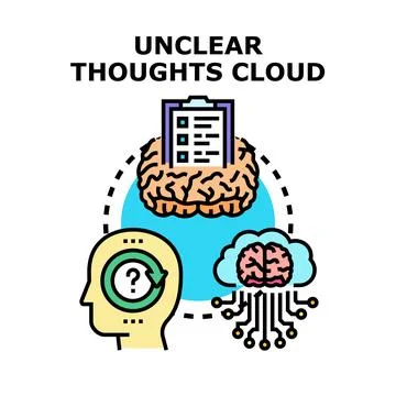 Unclear thoughts clouding mind, processing information Stock Illustration