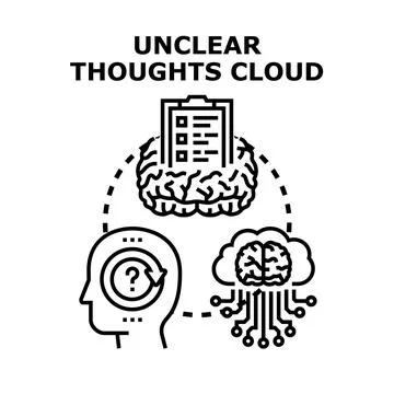 Unclear thoughts clouding mind, processing information Stock Illustration