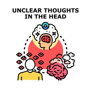 Unclear thoughts in head causing mental confusion Stock Illustration