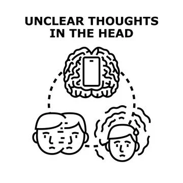 Unclear thoughts in head impacting mental health Stock Illustration