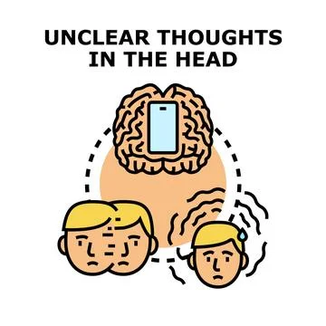 Unclear thoughts in head impacting mental health Stock Illustration