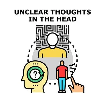 Unclear thoughts in head maze concept thinking process Stock Illustration