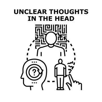 Unclear thoughts in head maze concept thinking process Illustrazione stock