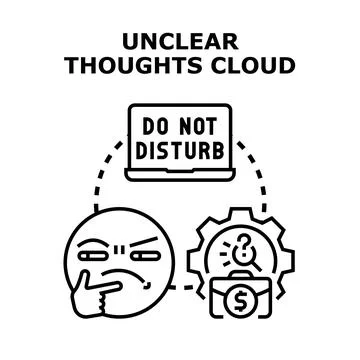 Unclear thoughts preventing problem solving and business development Stock Illustration