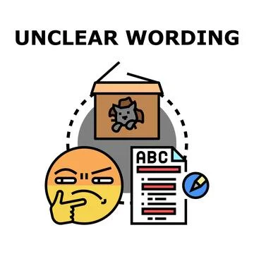 Unclear wording concept causing confusion and misunderstanding Stock Illustration