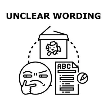 Unclear wording concept causing confusion and misunderstanding イラスト素材