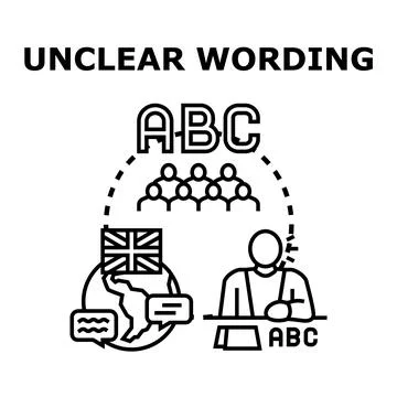 Unclear wording concept communication language translation problem Stock Illustration