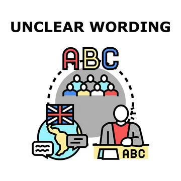Unclear wording concept communication language translation problem Stock Illustration