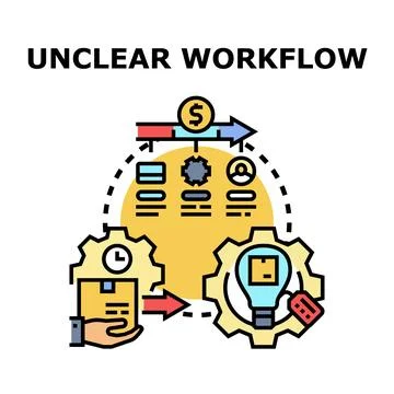 Unclear workflow concept with confusing business process algorithm Stock Illustration