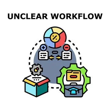 Unclear workflow process generating confusion and complexity イラスト素材