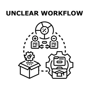 Unclear workflow process generating confusion and complexity イラスト素材